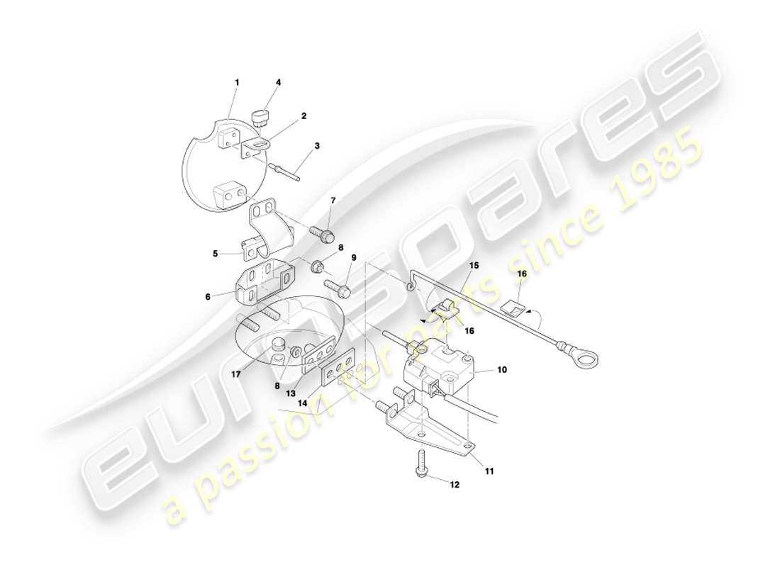 aston martin db7 vantage (1999) fuel flap mechanism part diagram