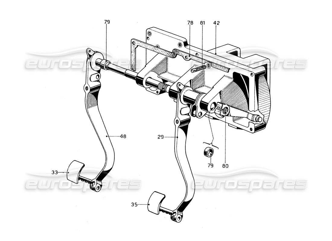 FERRARI 275 GTB/GTS 2 CAM PEDAL BOX - RIGHT HAND DRIVE PART DIAGRAM ferrari 275 gtb/gts 2 cam pedal box - right hand drive part diagram