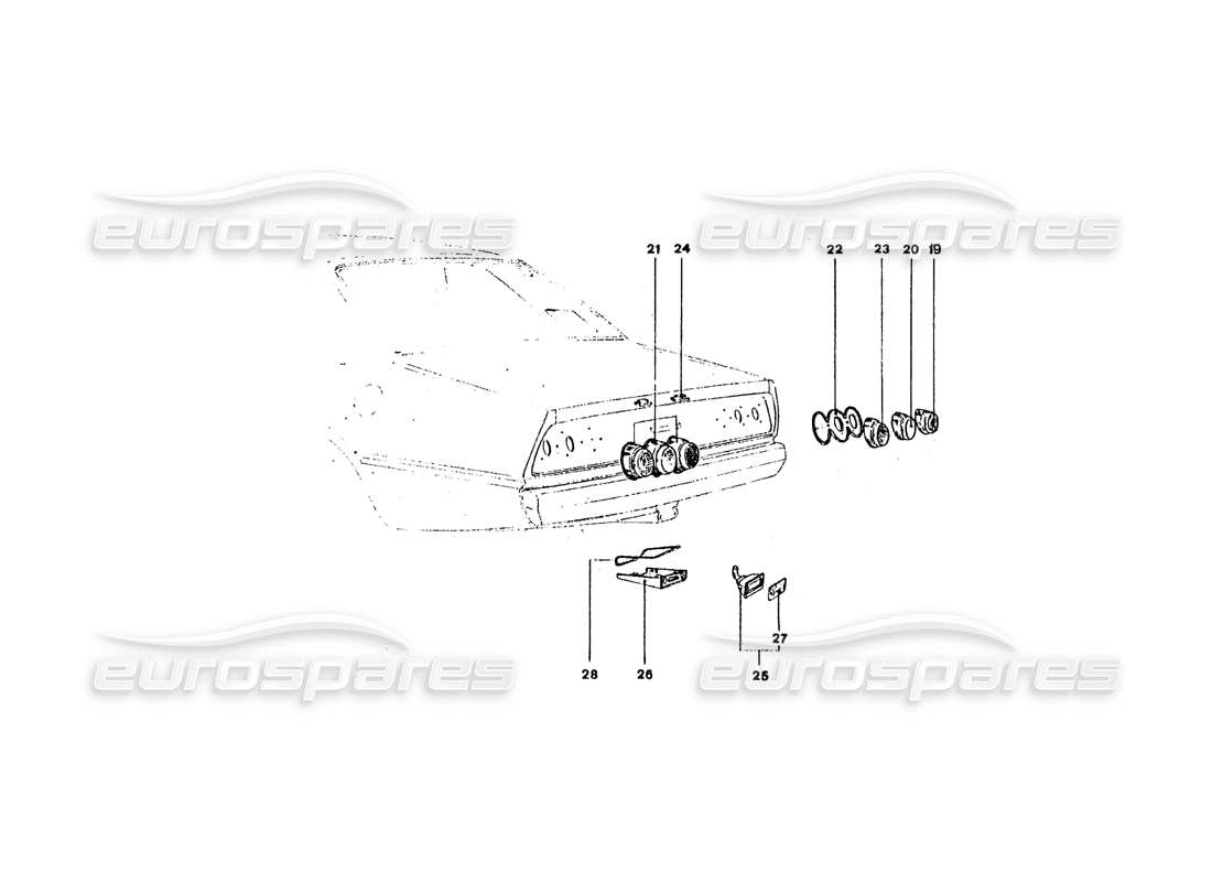 ferrari 365 gt4 2+2 coachwork rear lights parts diagram
