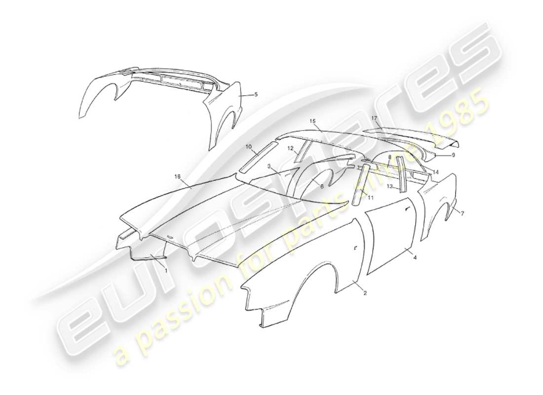 a part diagram from the aston martin v8 virage parts catalogue