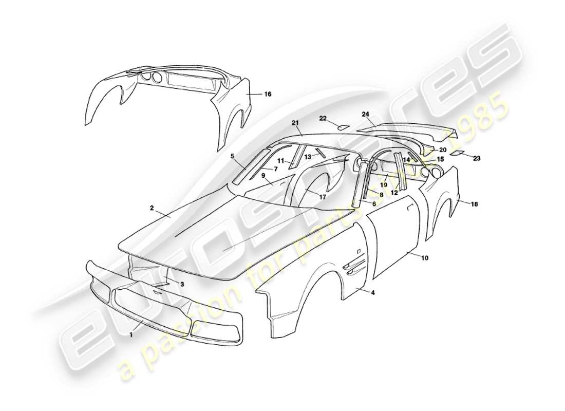 a part diagram from the aston martin v8 coupe parts catalogue