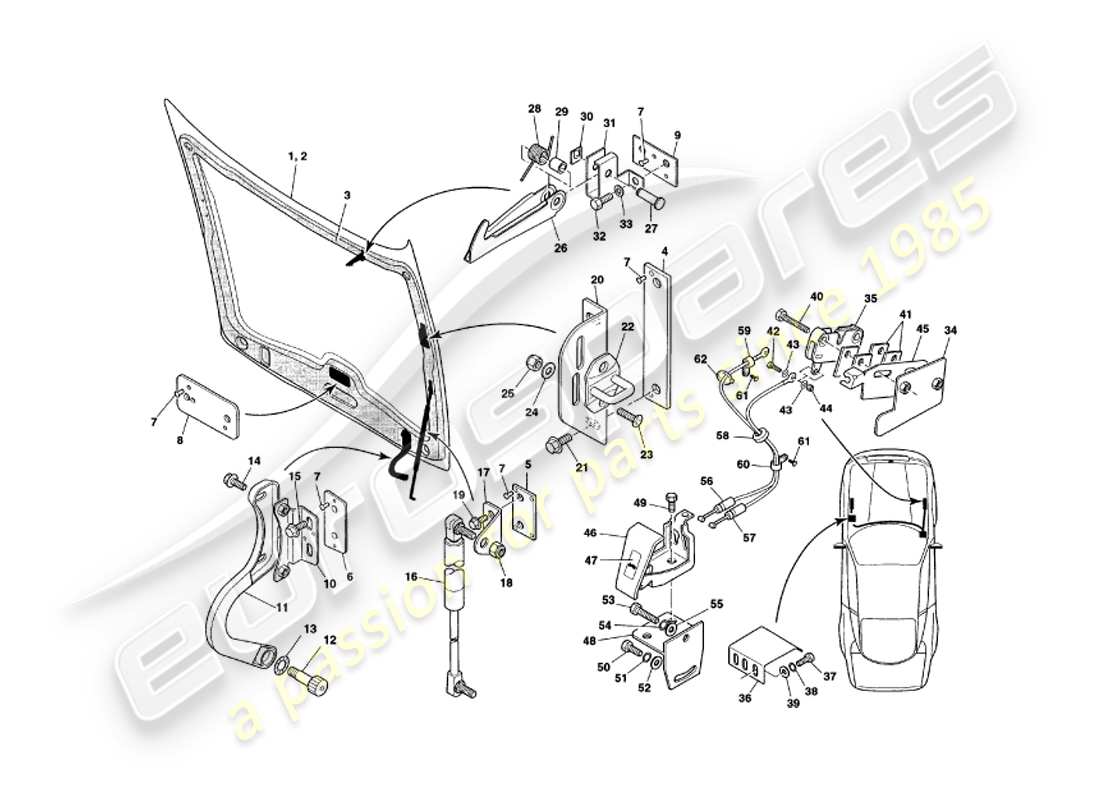 a part diagram from the aston martin v8 coupe parts catalogue