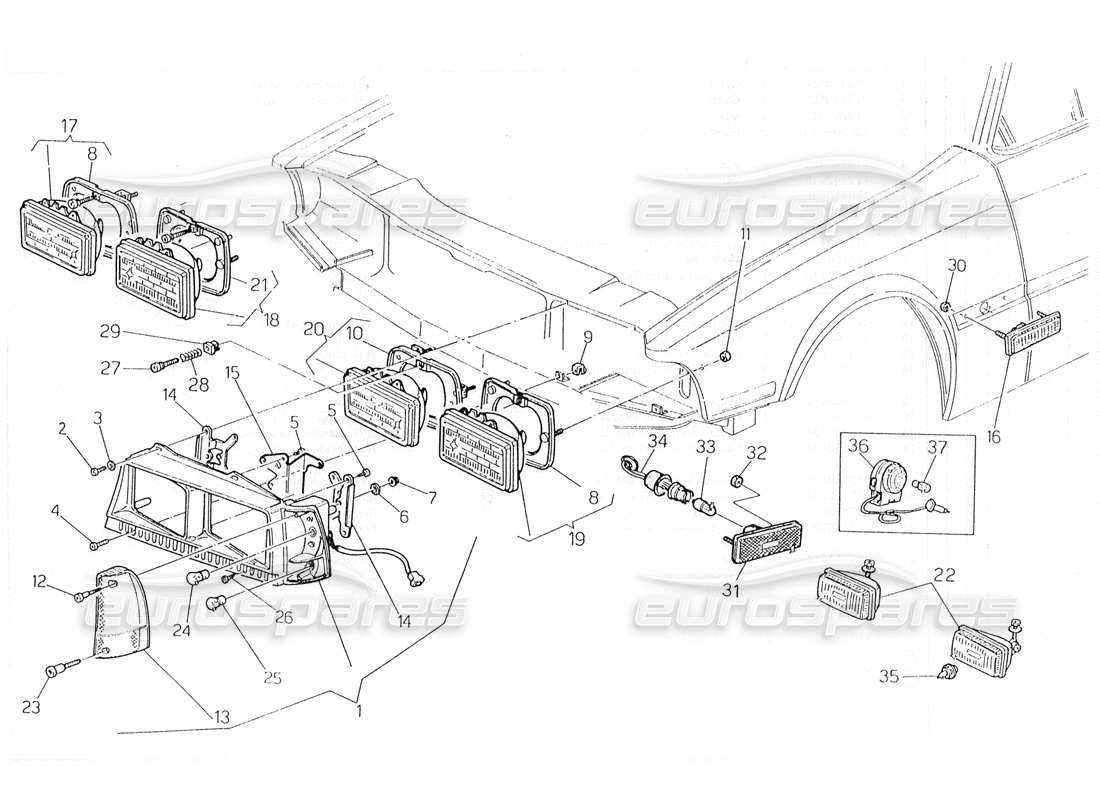a part diagram from the maserati biturbo (1983-1995) parts catalogue