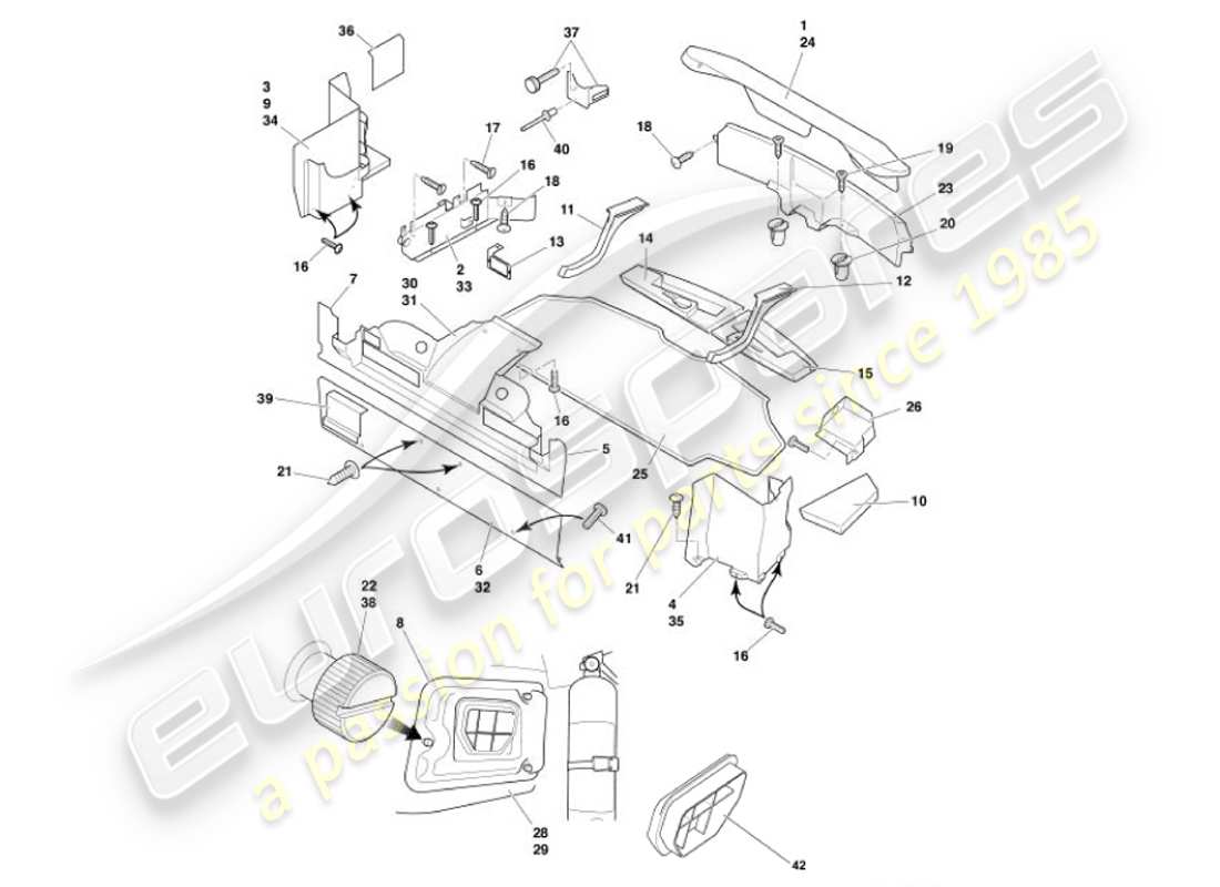 a part diagram from the aston martin vanquish (2001) parts catalogue