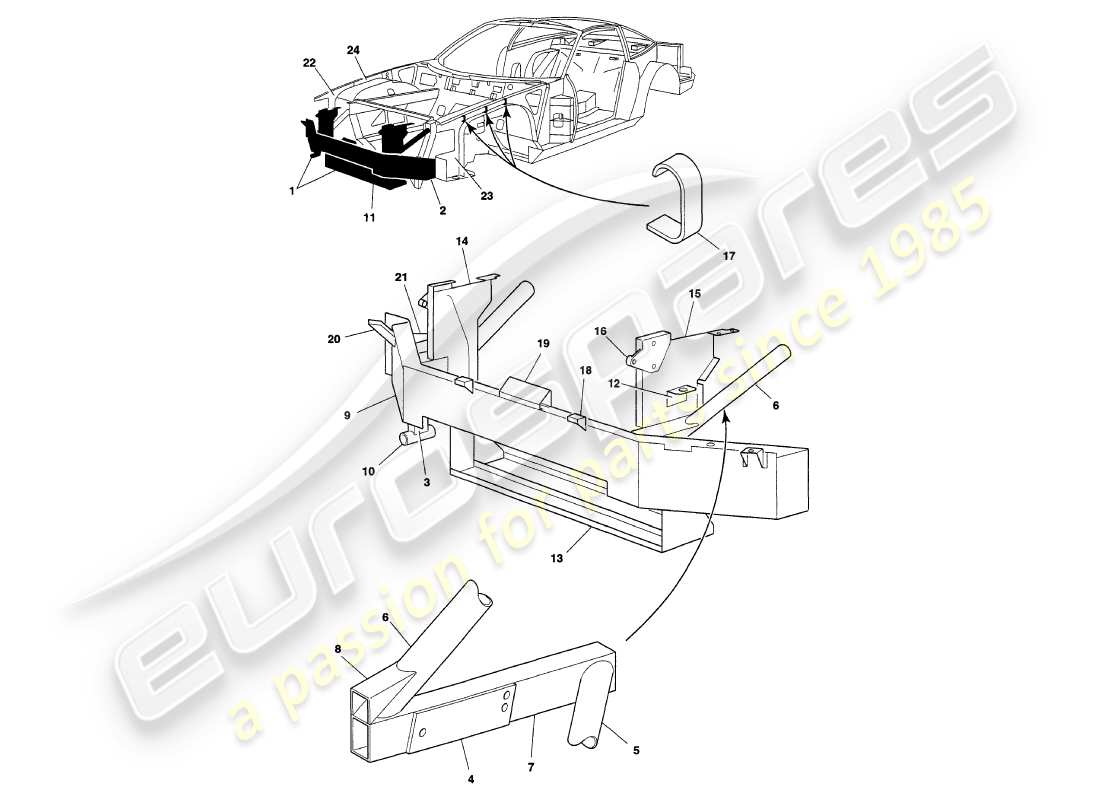 VIEW PARTS DIAGRAMS FROM THE ASTON MARTIN V8 COUPE PARTS CATALOGUE a part diagram from the aston martin v8 coupe parts catalogue