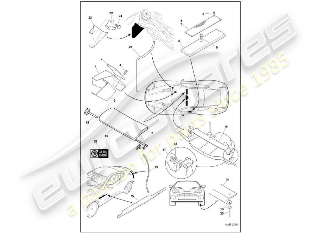 a part diagram from the aston martin vanquish (2001) parts catalogue