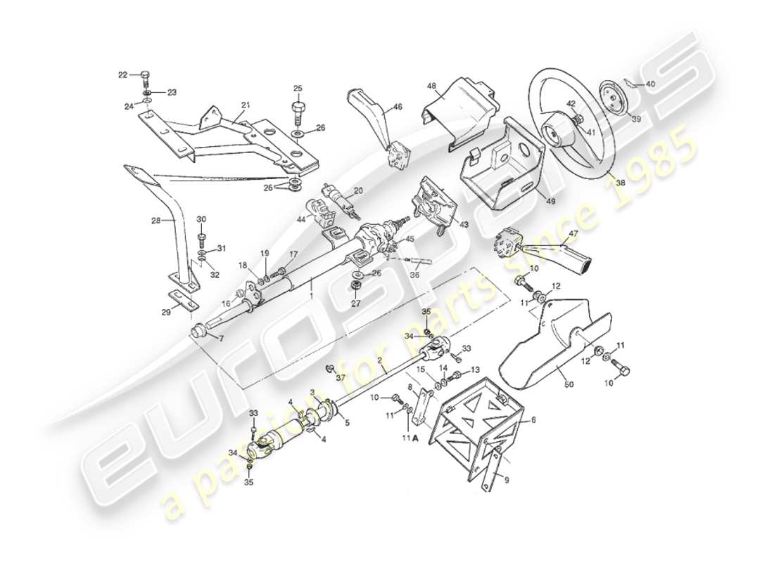 a part diagram from the aston martin v8 virage parts catalogue