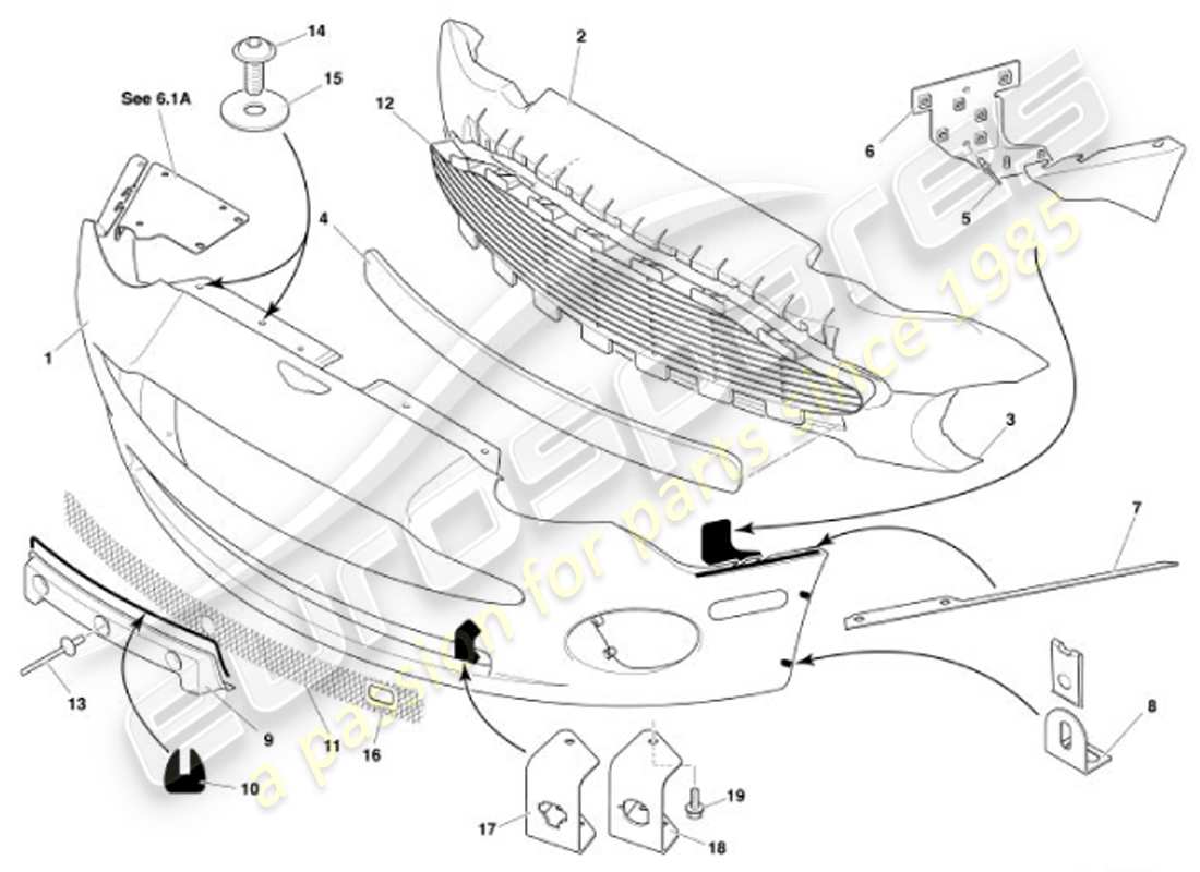 a part diagram from the aston martin vanquish (2001) parts catalogue
