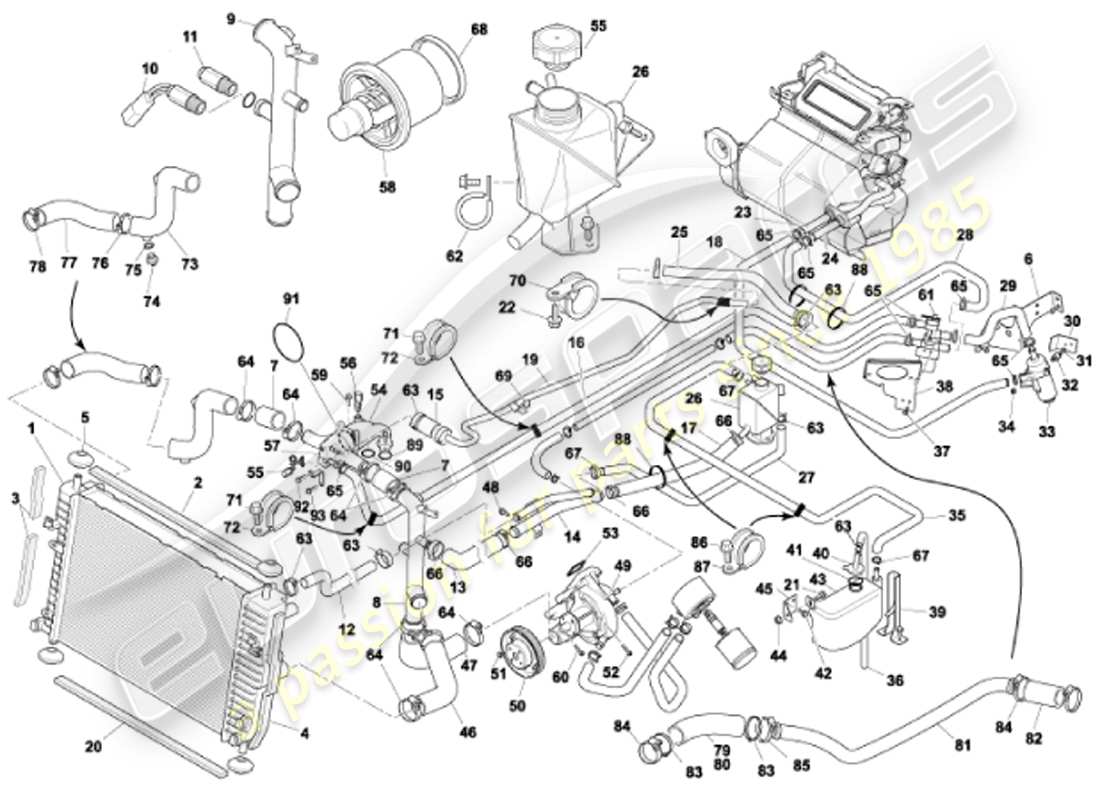 a part diagram from the aston martin vanquish (2001) parts catalogue