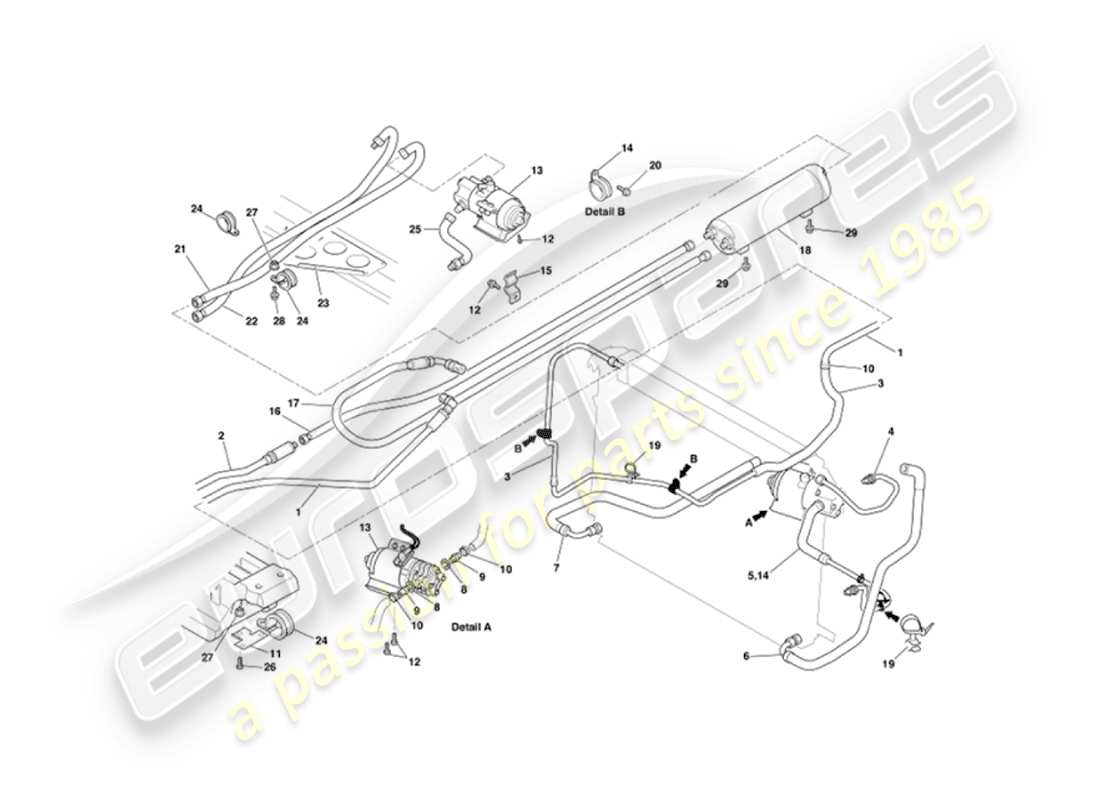 aston martin vanquish (2003) oil cooling axle parts diagram