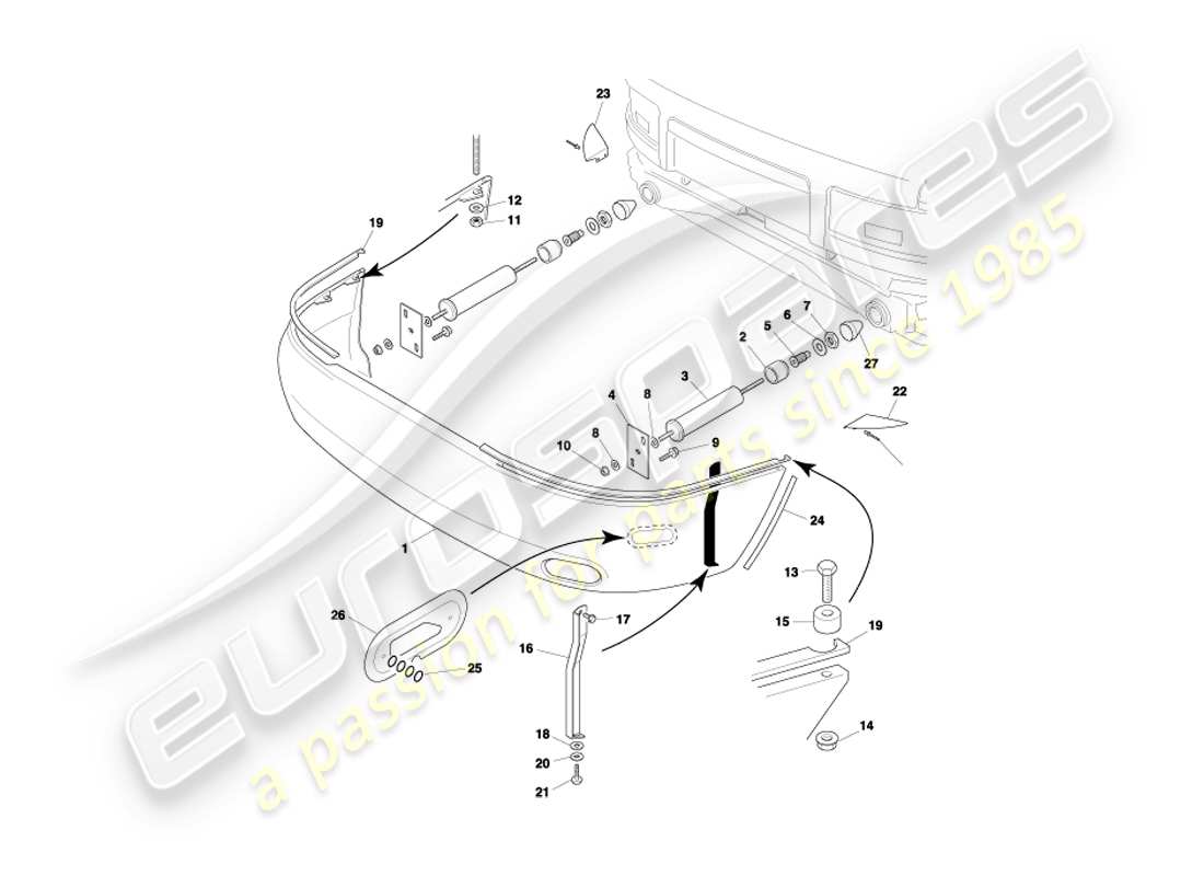 aston martin db7 vantage (2004) rear bumper e.a. part diagram
