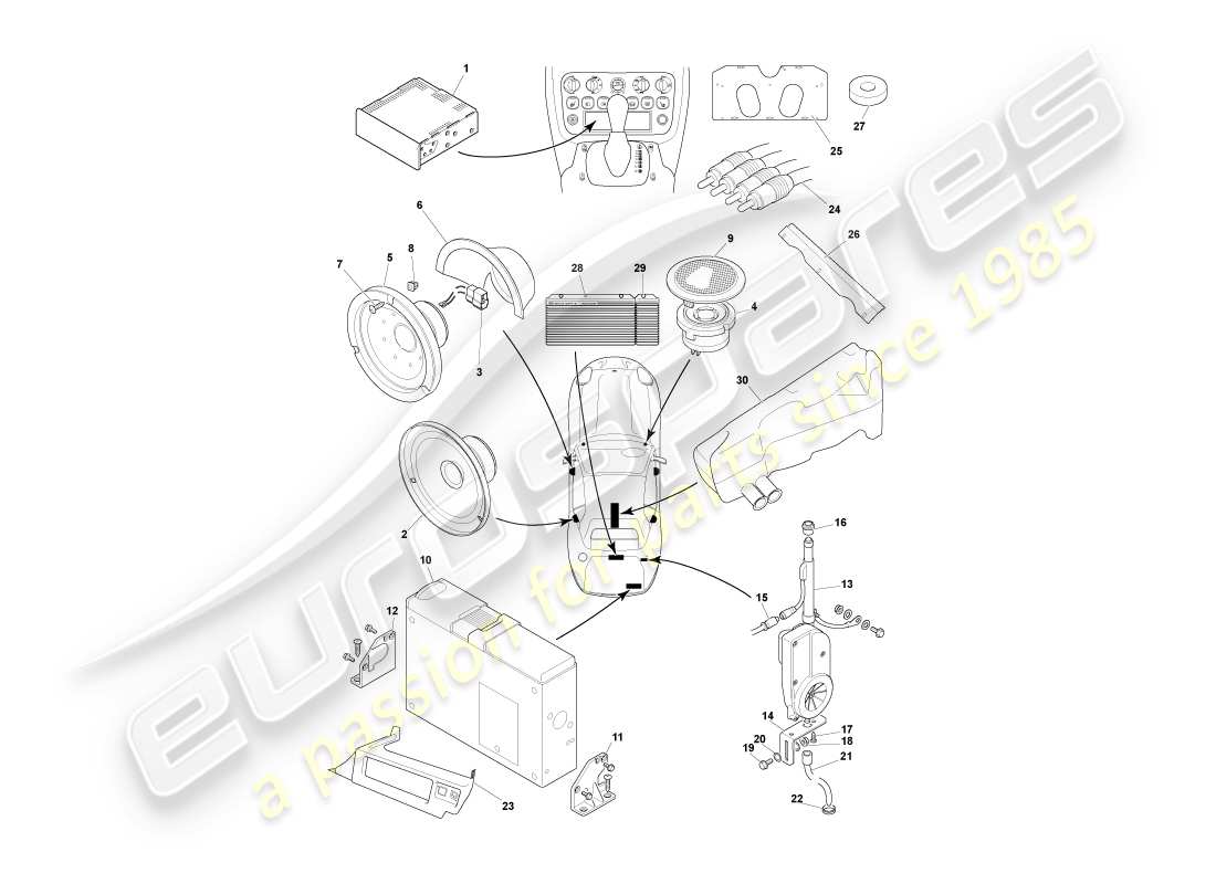 aston martin db7 vantage (2003) in car entertainment part diagram