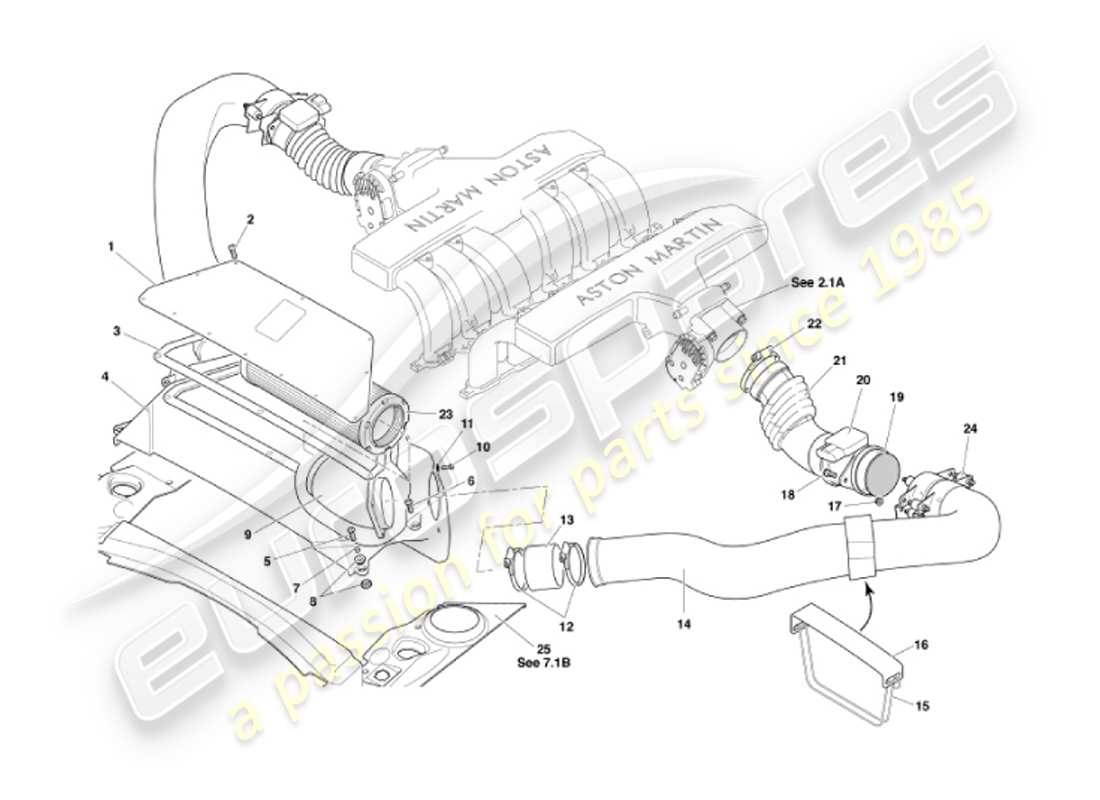 aston martin vanquish (2002) air filters & maf sensors part diagram