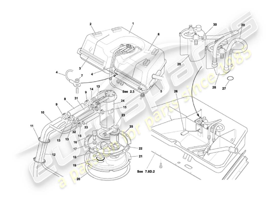 aston martin vanquish (2002) fuel tank part diagram