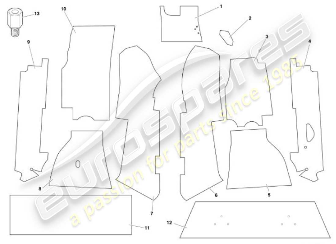 aston martin vanquish (2001) carpets part diagram