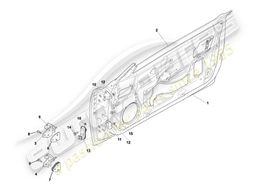 aston martin vanquish (2001) doors part diagram