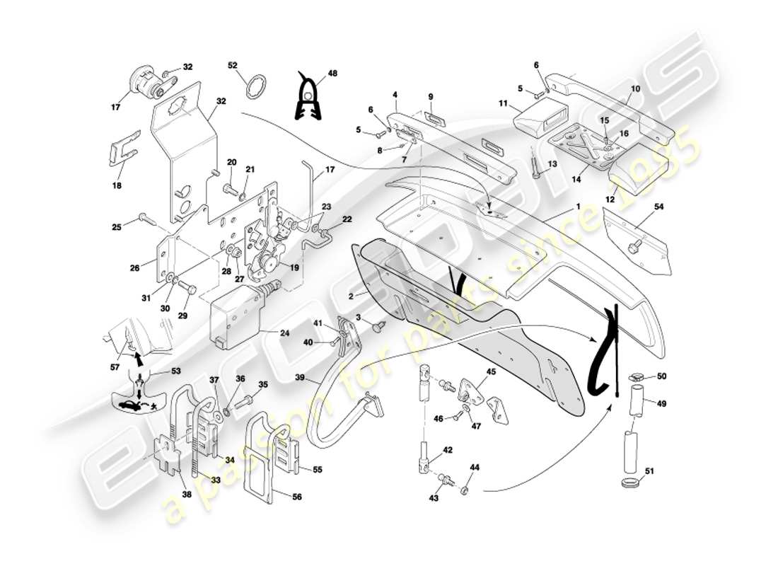 aston martin db7 vantage (2002) trunk lid part diagram