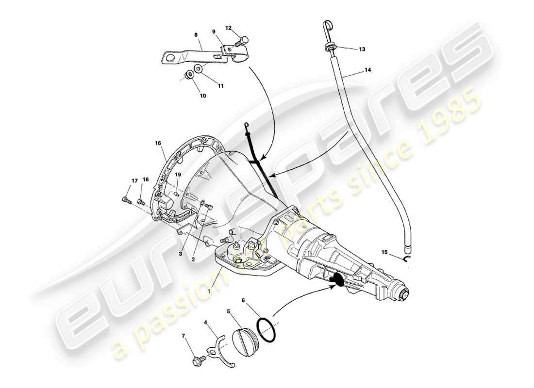 aston martin v8 coupe (1999) four speed gearbox parts diagram