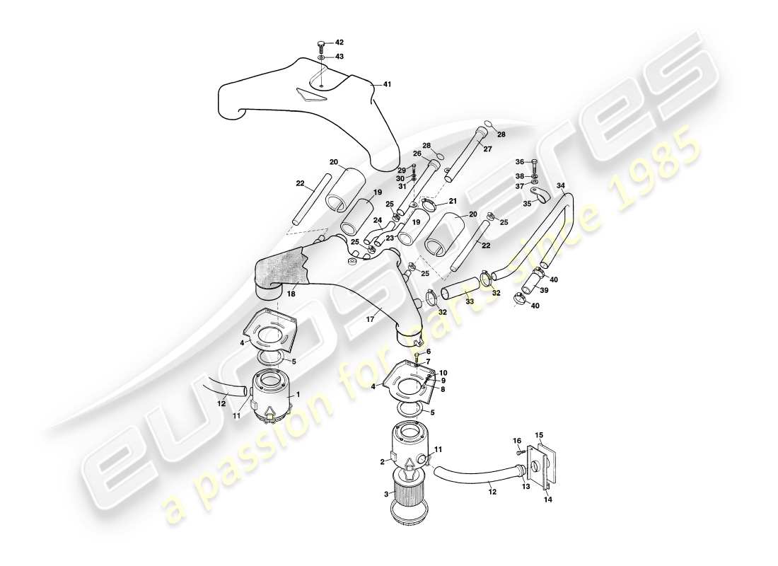 a part diagram from the aston martin v8 coupe parts catalogue