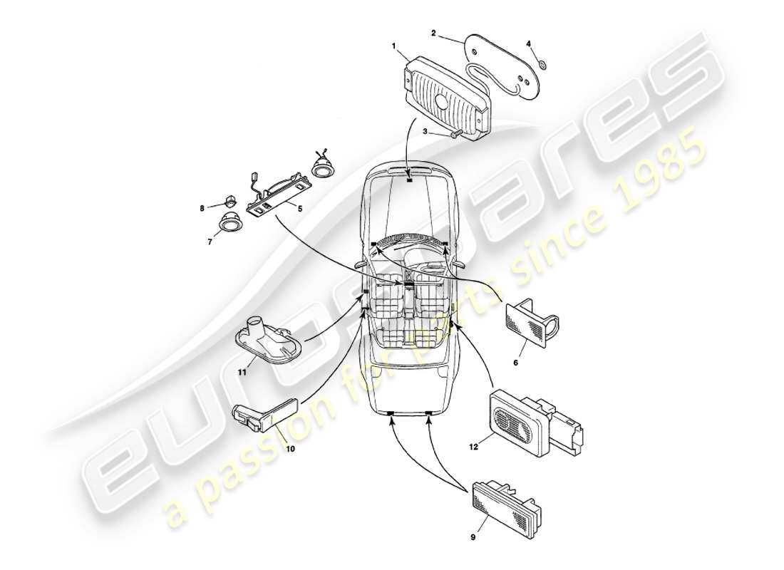 VIEW PARTS DIAGRAMS FROM THE ASTON MARTIN V8 VOLANTE PARTS CATALOGUE a part diagram from the aston martin v8 volante parts catalogue