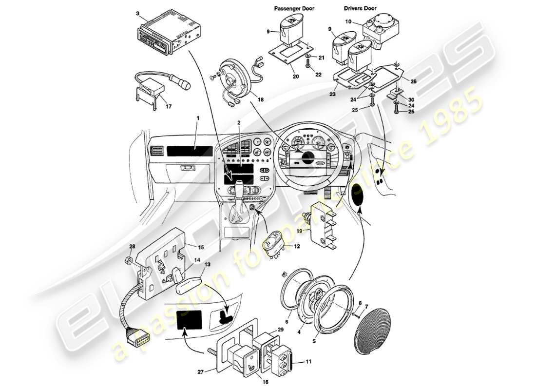 a part diagram from the aston martin v8 volante parts catalogue