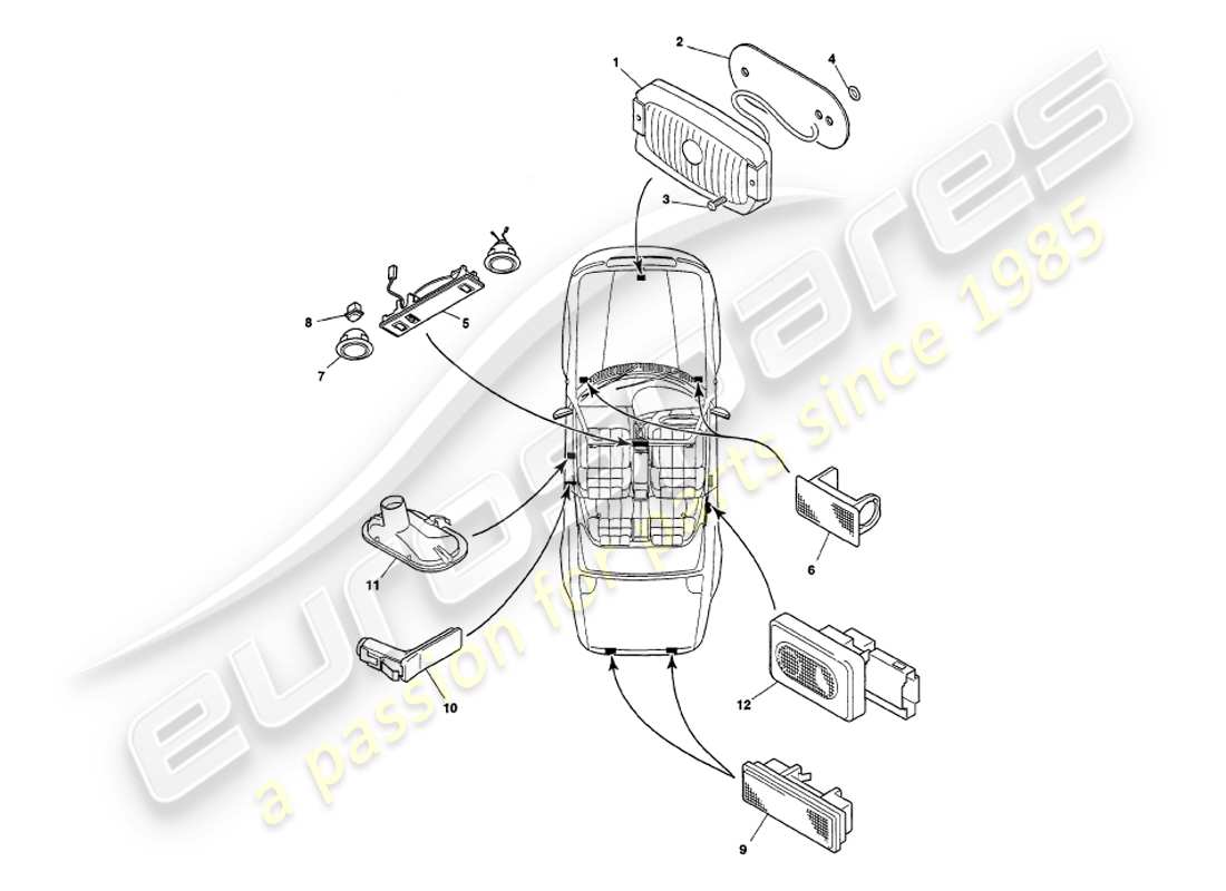a part diagram from the aston martin v8 volante parts catalogue