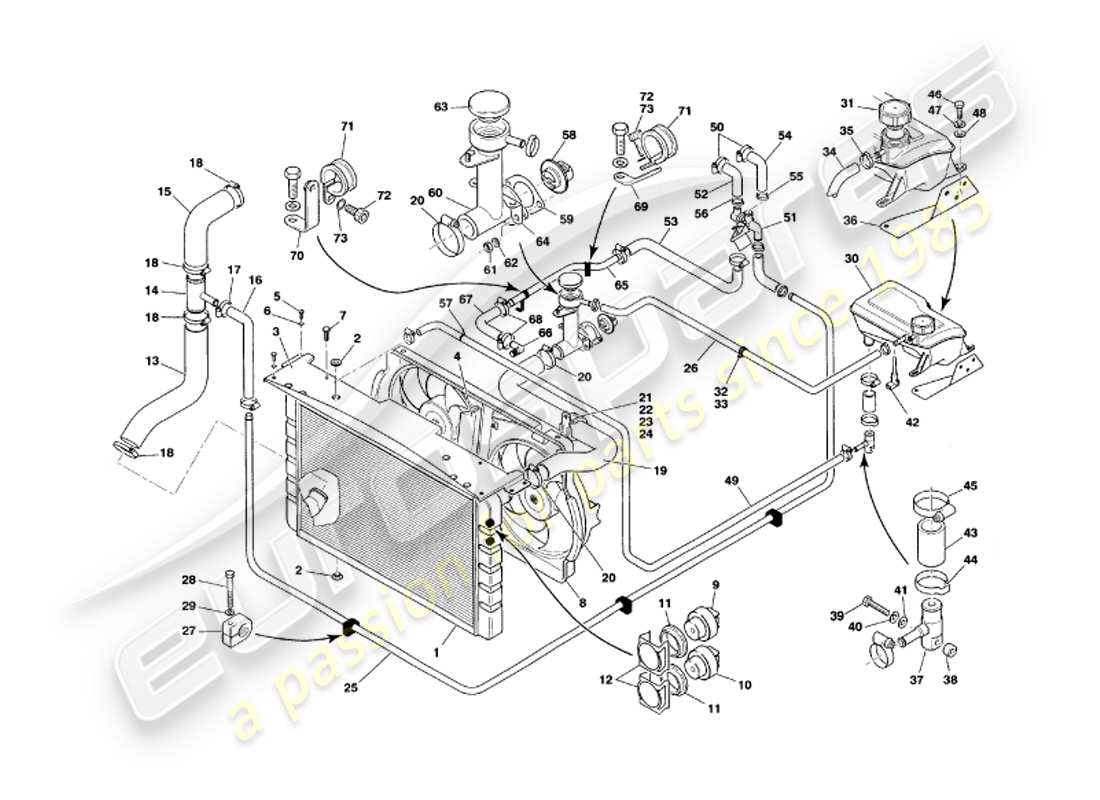 a part diagram from the aston martin v8 volante parts catalogue