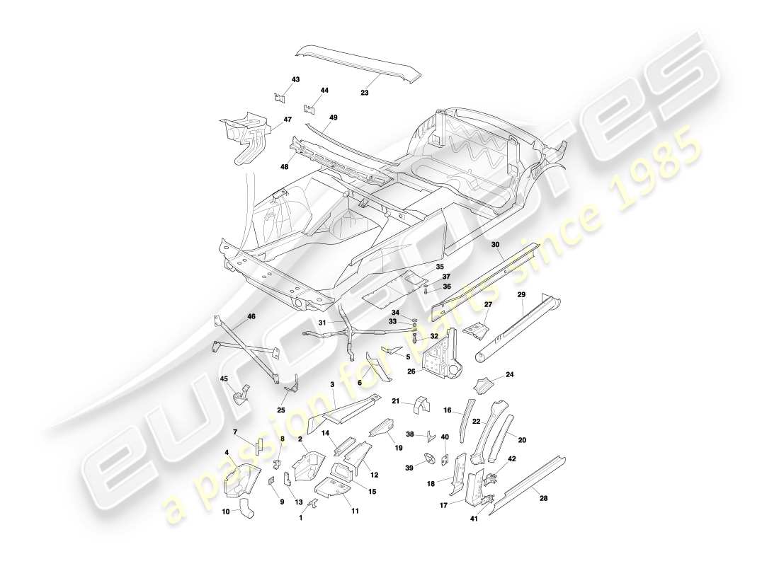 a part diagram from the aston martin db7 vantage (2003) parts catalogue