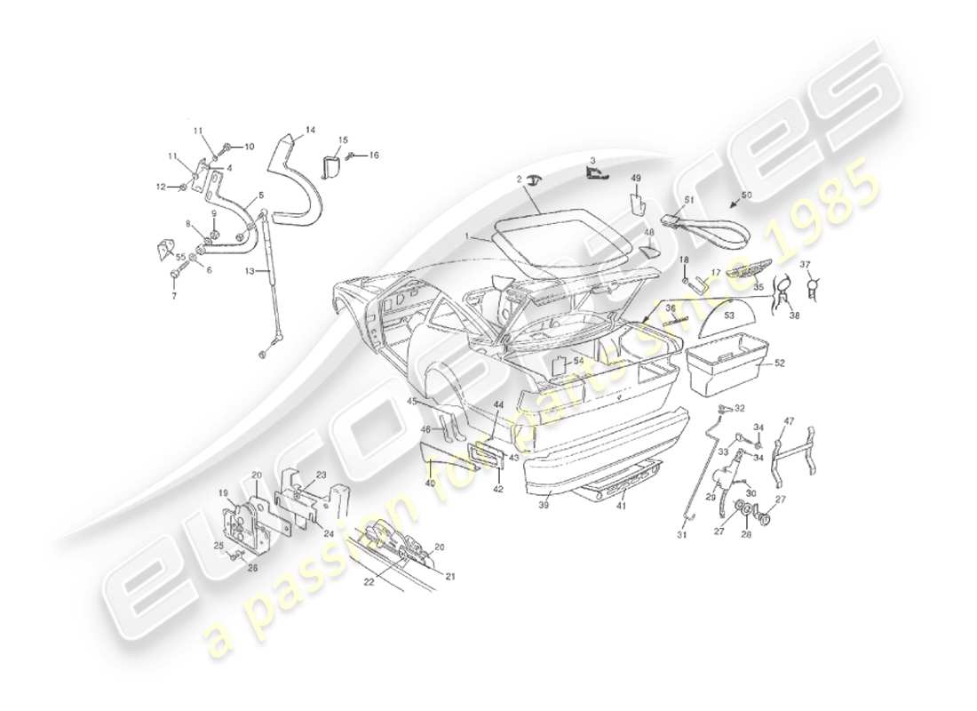 aston martin v8 virage (2000) body, rear parts diagram