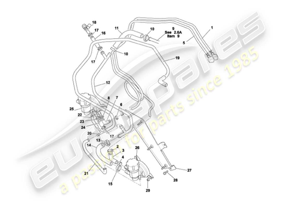 aston martin vanquish (2003) fuel pipes parts diagram