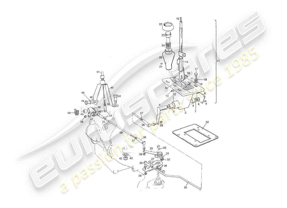 aston martin v8 virage (2000) 3 speed selector assembly, to approx vin 60042 parts diagram