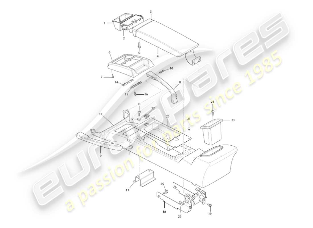 aston martin vanquish (2003) centre console & trim, to vin 501948 parts diagram