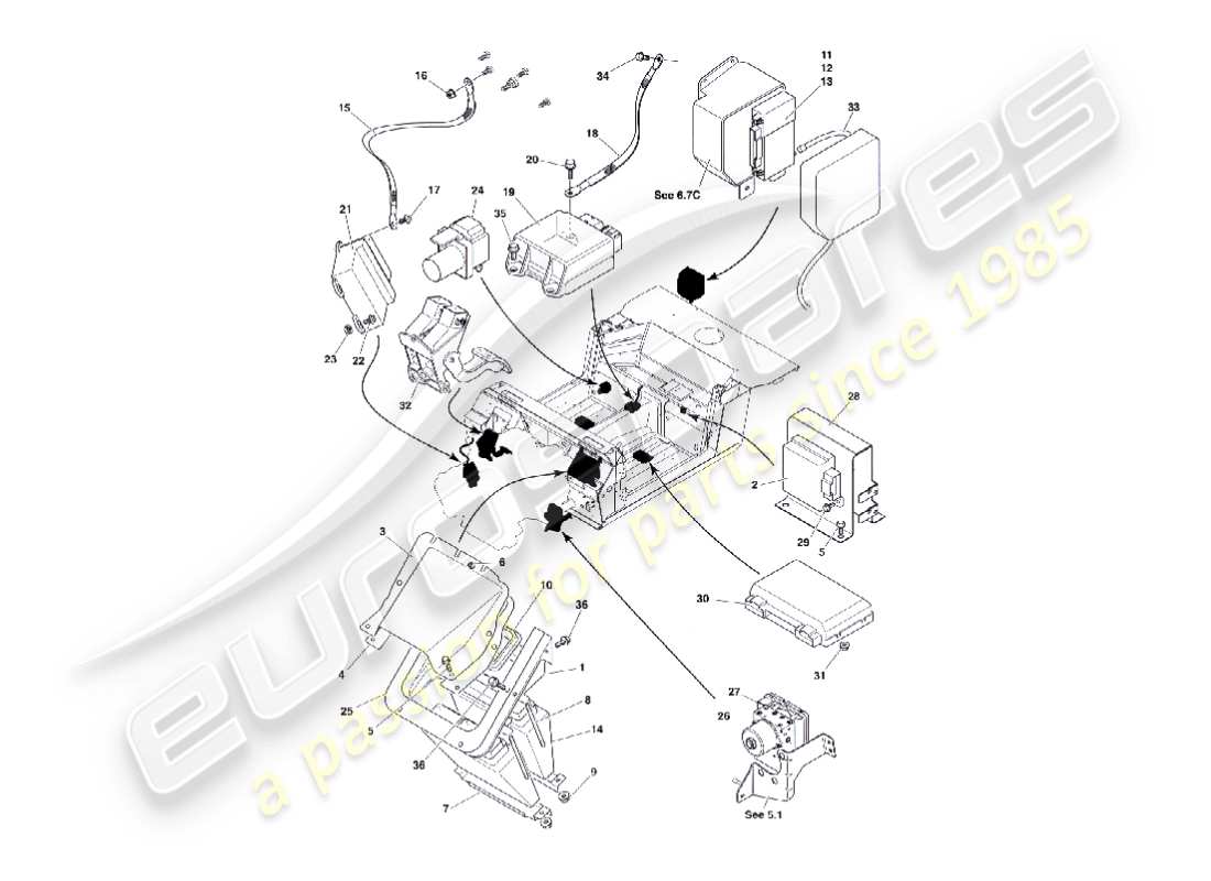 aston martin vanquish (2003) electronic control modules parts diagram