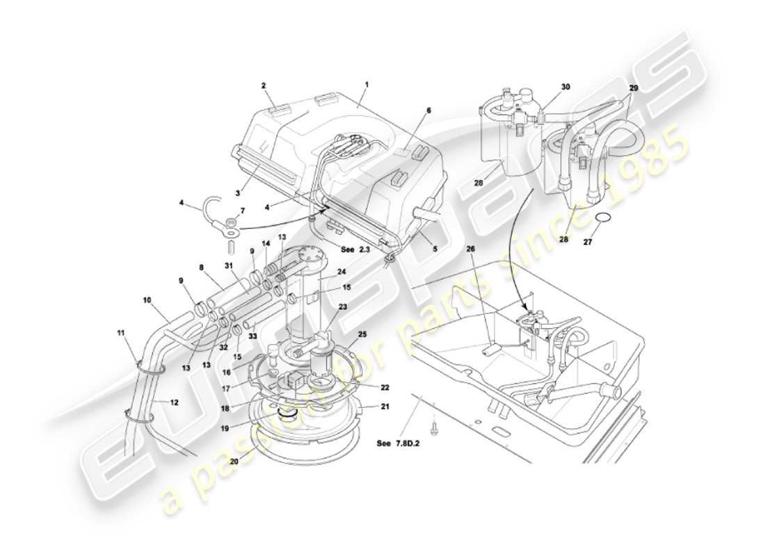 aston martin vanquish (2004) fuel tank part diagram