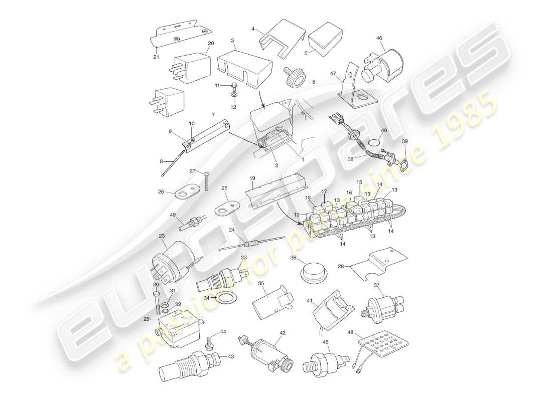 aston martin v8 virage (2000) components & wiring parts diagram