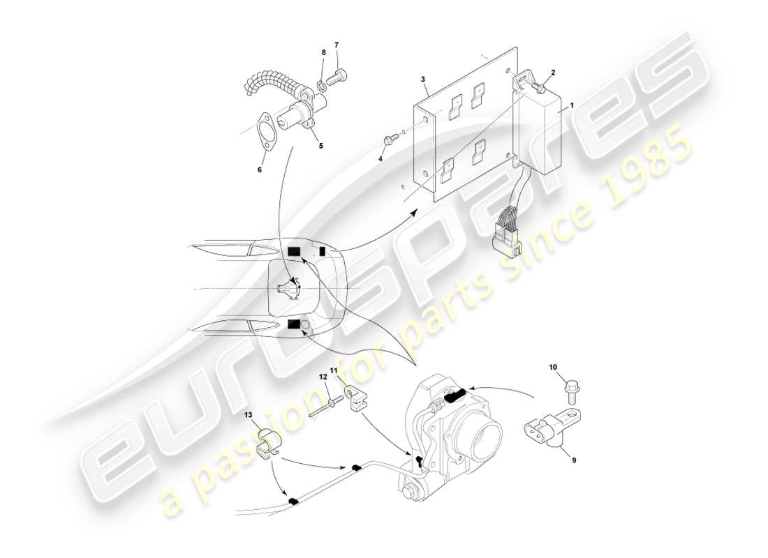 aston martin db7 vantage (1999) rearward mounted components part diagram