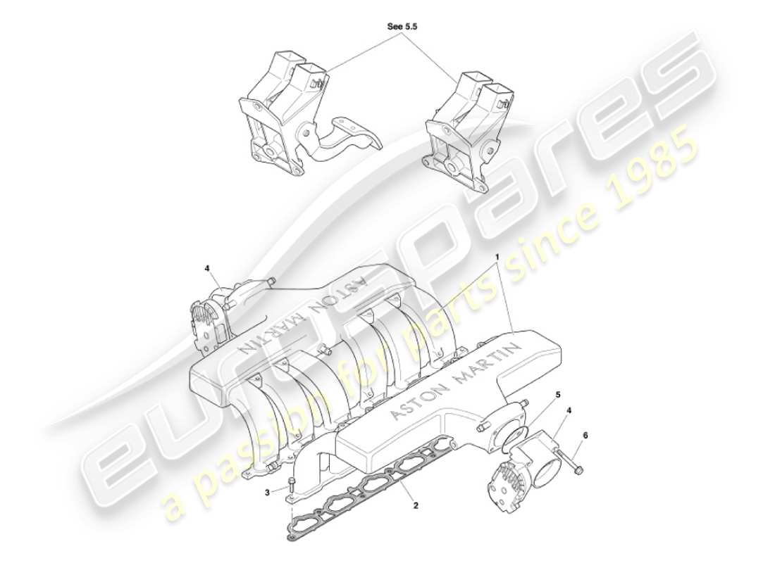 aston martin vanquish (2002) intake manifolds & throttles part diagram
