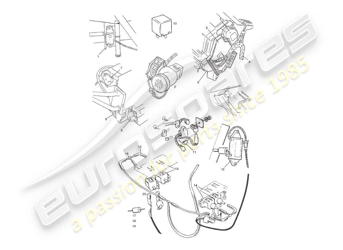 aston martin v8 virage (2000) sensors, switches, solenoids, motors etc parts diagram