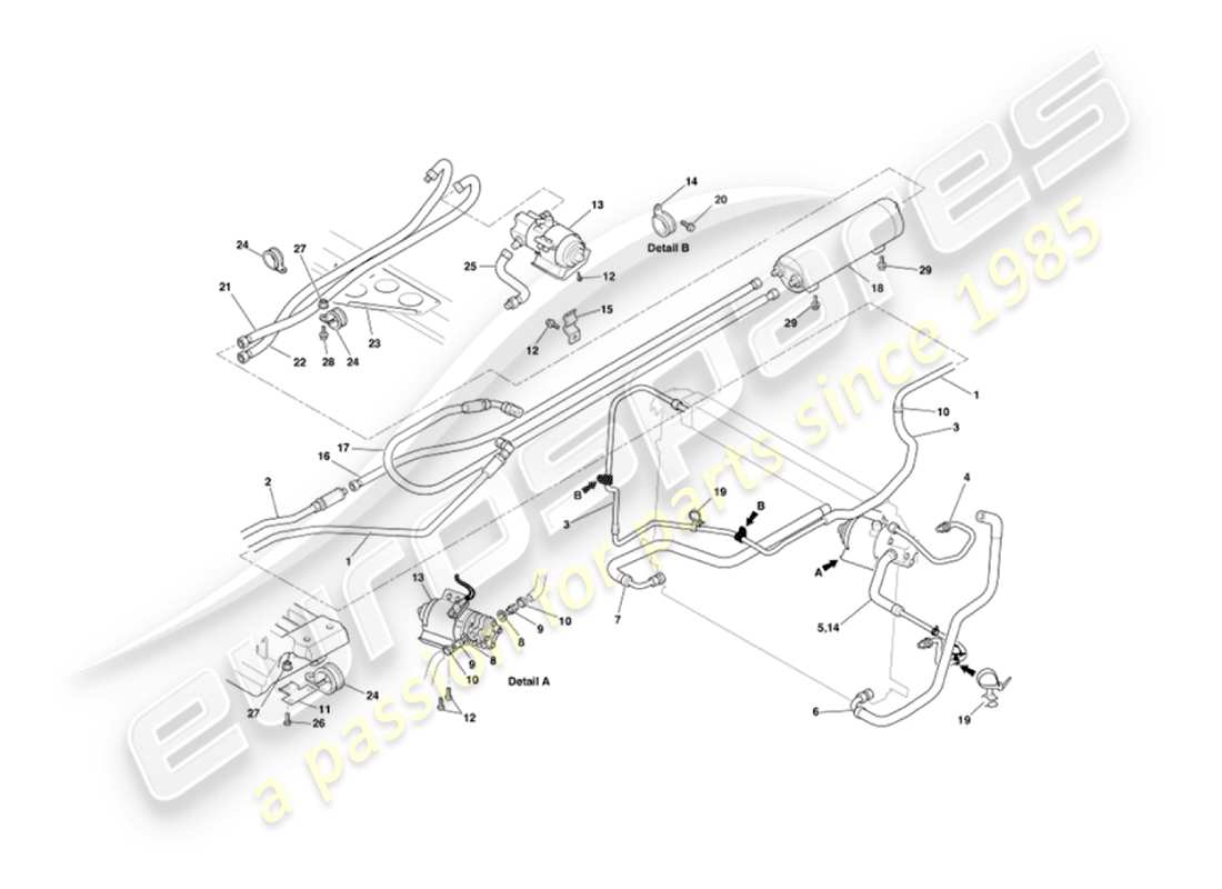 aston martin vanquish (2004) oil cooling axle part diagram