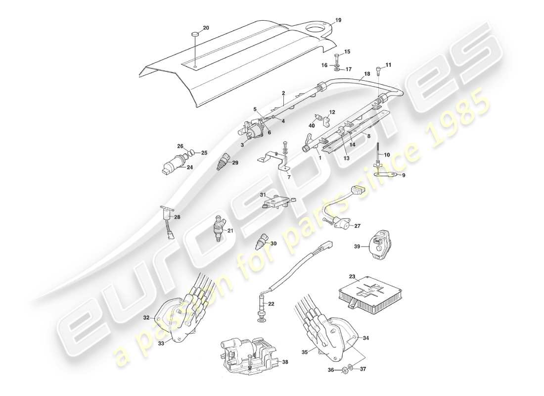 aston martin v8 virage (2000) electronic fuel injection, volante, vin 69225 on parts diagram