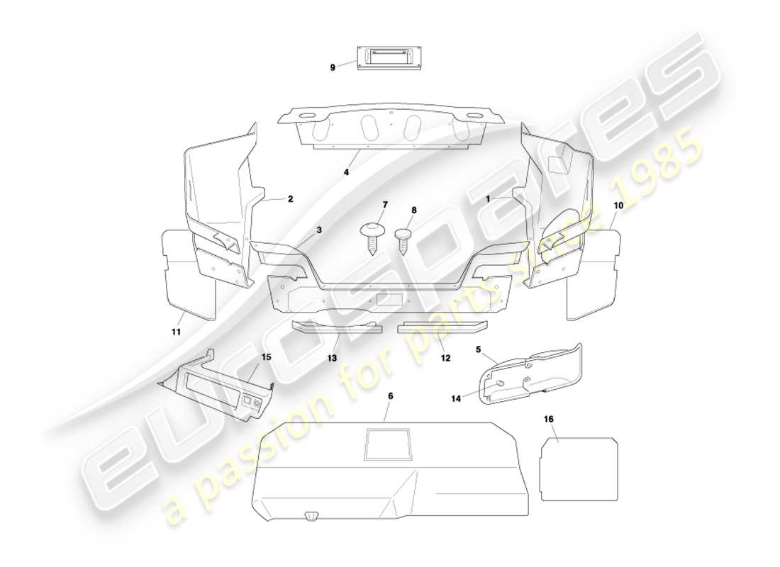 aston martin db7 vantage (2003) volante trunk casing & mats part diagram