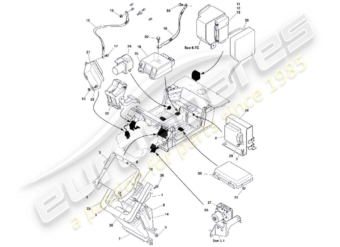 aston martin vanquish (2001) electronic control modules part diagram