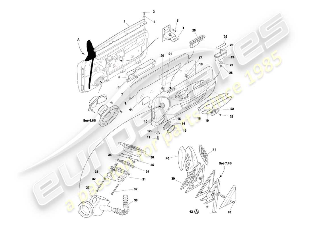 aston martin db7 vantage (2003) door casings, fittings & seals part diagram
