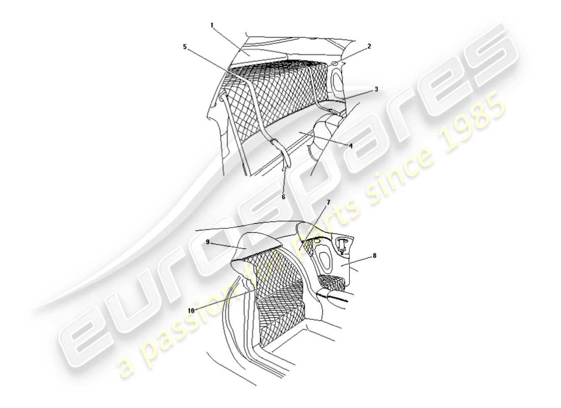 aston martin db7 vantage (2003) zagato & dbar1 rear trim part diagram