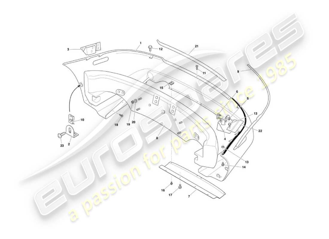 aston martin vanquish (2003) rear bumper parts diagram