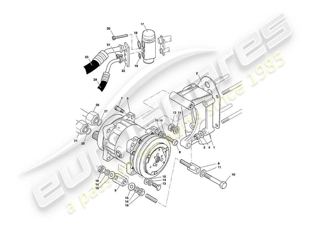aston martin v8 coupe (2000) engine compartment installation part diagram