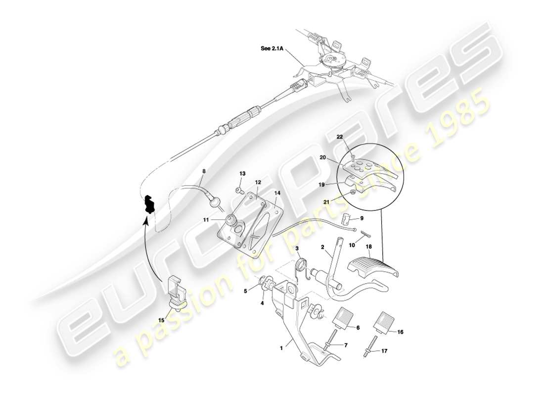 aston martin db7 vantage (2000) pedal gear, accelerator lhd part diagram