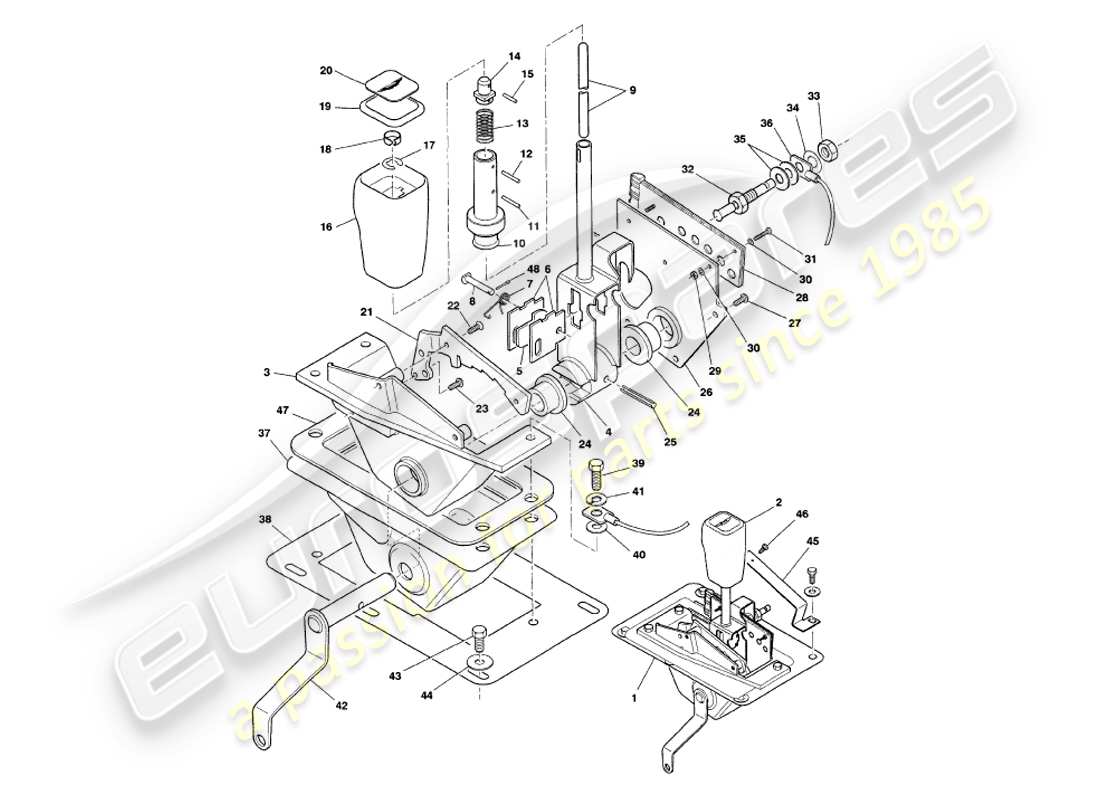 aston martin v8 volante (2000) gear selector part diagram