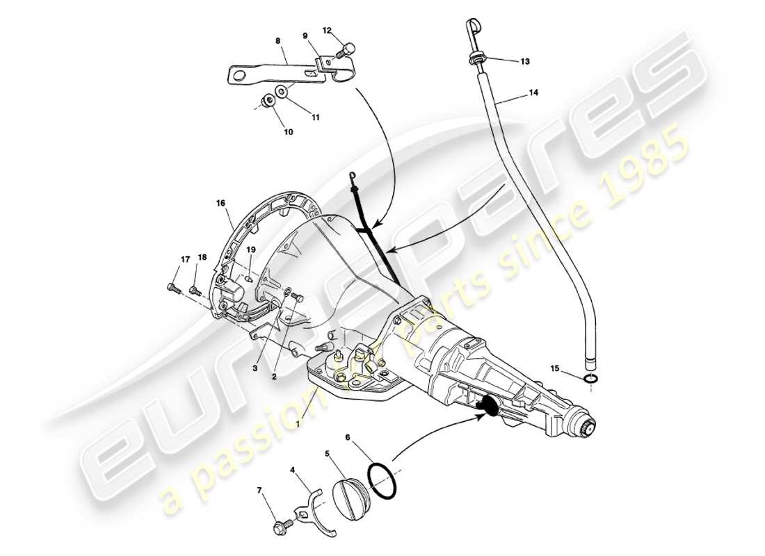 aston martin v8 volante (2000) four speed gearbox part diagram