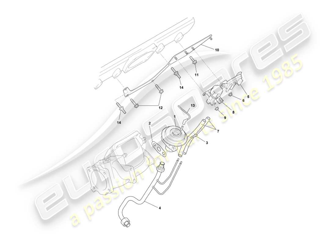 aston martin db7 vantage (2000) egr, dpfe & evr systems part diagram
